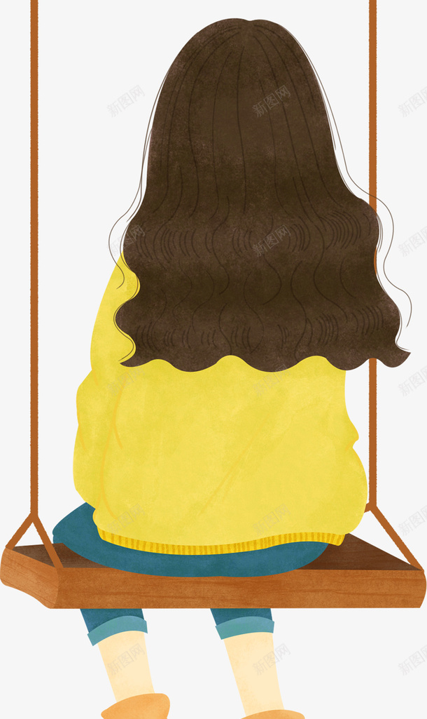 卡通小女孩荡秋千装饰png免抠素材_88icon https://88icon.com 卡通小女孩 小女孩秋千 小清新 插画 秋千 荡秋千