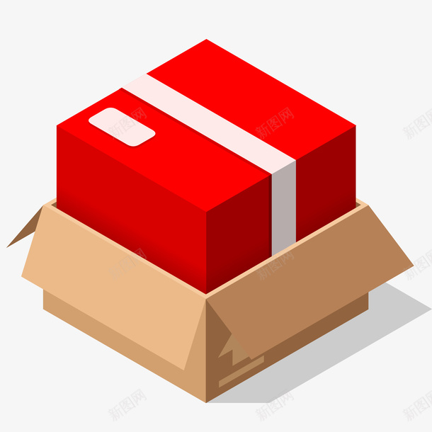 红色的物流货物包装矢量图ai免抠素材_88icon https://88icon.com 包装 快递 物流 红色 货品 货物 运输 矢量图