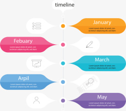 月份时间轴彩色气泡月份时间轴矢量图高清图片
