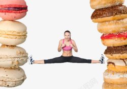 高脂肪食物对抗甜食的健身美女高清图片