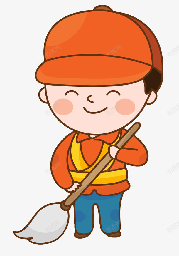 扫地的女孩png免抠素材_88icon https://88icon.com 保洁员 值日生 做值日 卡通 微笑的 扫地的 扫地简笔画 扫把 橘色的 高兴地
