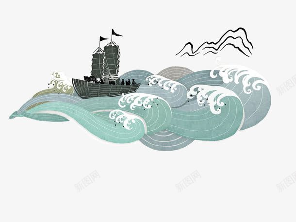 手绘海浪帆船png免抠素材_88icon https://88icon.com 帆船 手绘 扬帆 杨帆 海浪 纹样 航海 起航