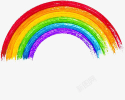 弯曲彩虹手绘彩色彩虹色块高清图片