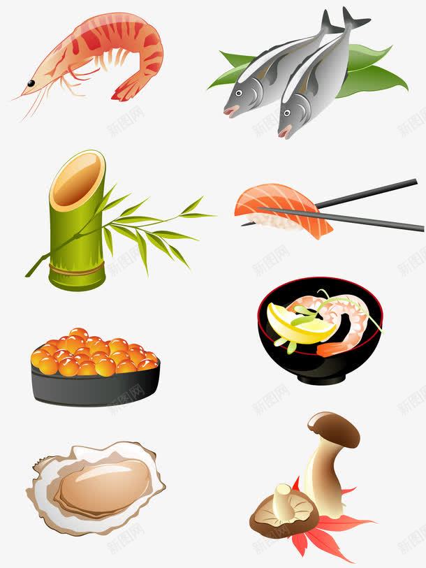 日本海鲜料理矢量图ai免抠素材_88icon https://88icon.com 日本寿司 日本料理图片素材 日本料理设计元素矢量图 海鲜 甜虾手握寿司 矢量图 竹节 虾