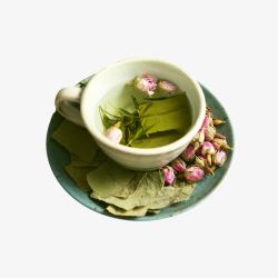 健康茶饮产品实物优质玫瑰荷叶茶高清图片