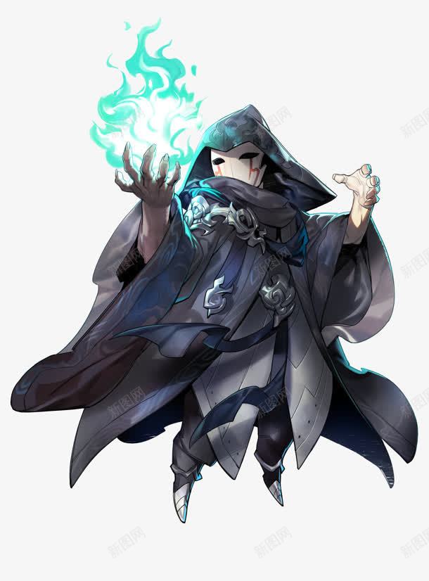 卡通戴面具的魔法师蓝色火焰png免抠素材_88icon https://88icon.com 卡通 火焰 蓝色 面具 魔法师