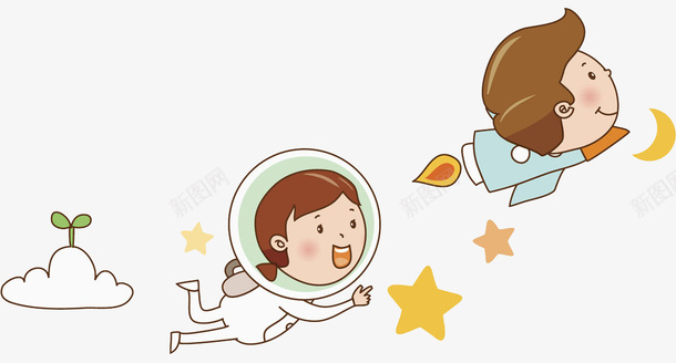太空中的孩子png免抠素材_88icon https://88icon.com 云彩 五角星 儿童 卡通 宇航员 宇航服 火箭 高兴