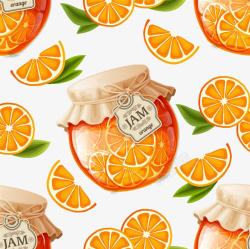 罐装橙汁卡通新鲜多汁营养唯美甜橙橘子高清图片