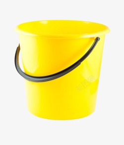 黄色带提手的水桶塑胶制品实物素材