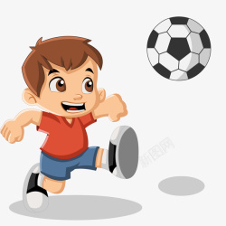 男孩节踢足球的男孩人物矢量图高清图片