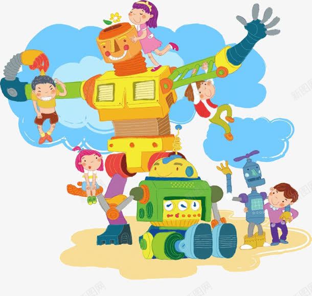 六一儿童节装饰png免抠素材_88icon https://88icon.com 六一儿童节 卡通 女孩 小孩 机器人 玩具 男孩
