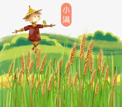 手绘装饰插图小满节气稻谷与稻草素材