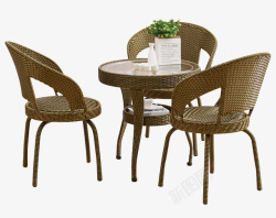 现代咖啡椅子室外小茶几转椅藤桌椅高清图片