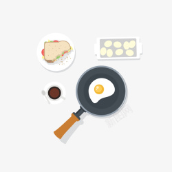 平底锅煎蛋卡通美味西式简餐高清图片