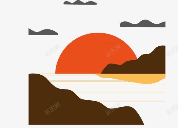 黄昏矢量图ai免抠素材_88icon https://88icon.com 山 海水素材 落日 黄昏素材 矢量图