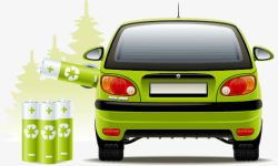 矢量电动汽车绿色混合动力汽车矢量图高清图片