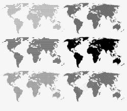 点线面黑白世界地图素材