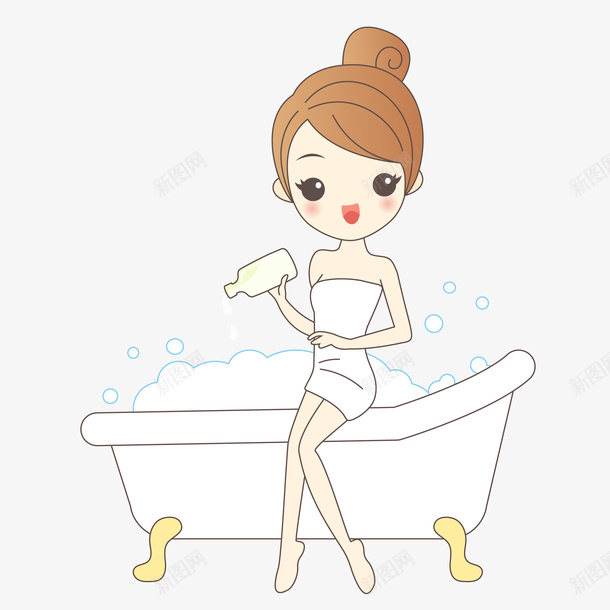 手绘泡泡洗澡女生png免抠素材_88icon https://88icon.com 免扣Png 女生 沐浴露 泡泡 洗澡 洗澡性感 浴缸 清洁 皮肤清洁 趴在浴缸边