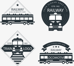 黑色铁轨4款黑色火车标志矢量图图标高清图片