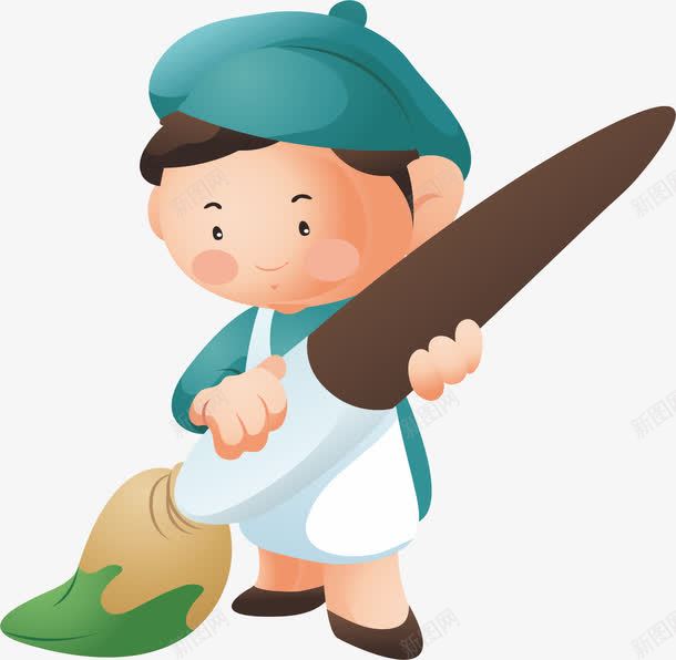拿画笔的人png免抠素材_88icon https://88icon.com 卡通人物 卡通画家 小画家 男孩 画画 画画的人 画笔