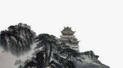 中国国画黄鹤楼远景素材