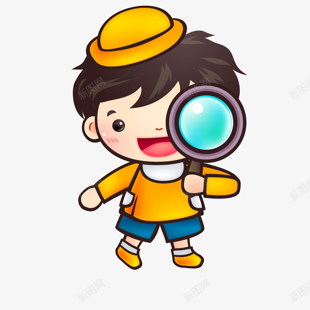 手绘拿着放大镜的男孩矢量图ai免抠素材_88icon https://88icon.com 人物设计 卡通 手绘 放大镜 男孩设计 笑容 矢量图