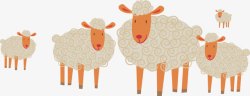 草原羊群橙色卡通羊群高清图片