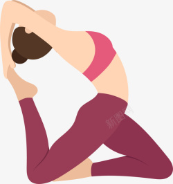 弯腰粉色卡通瑜伽女人高清图片