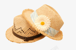 宽帽檐卡其色度假镂空花朵女士沙滩帽实高清图片