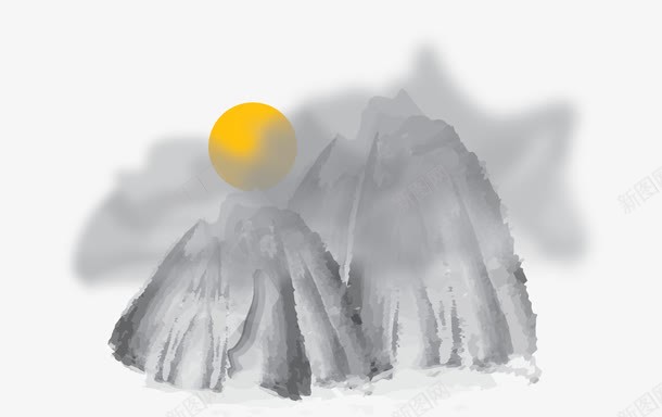 水墨晕染山脉与月亮png免抠素材_88icon https://88icon.com 山 山峰 山脉 山顶 手绘插画山 晕染 月亮 水墨 薄云