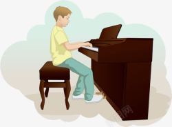 弹钢琴的小男孩素材