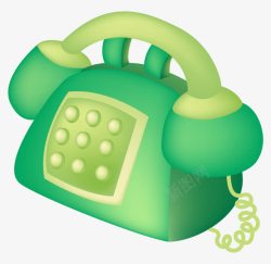 卡通手绘绿色可爱座机电话素材