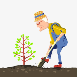 森林里植树的人正在挖土种树的园林工高清图片