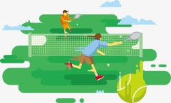 卡通网球场草地网球矢量图高清图片