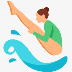 跳水运动员女士跳水插画矢量图高清图片