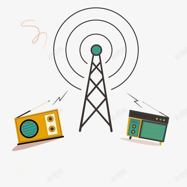 信号塔矢量图ai免抠素材_88icon https://88icon.com 信号 广播 收音机 调频 矢量图