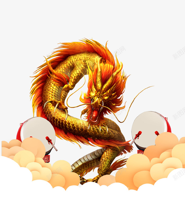 立体创意金色大龙海报插画psd免抠素材_88icon https://88icon.com 中国风 二月二 传统 古典 复古 大气 文艺 金色 龙抬头