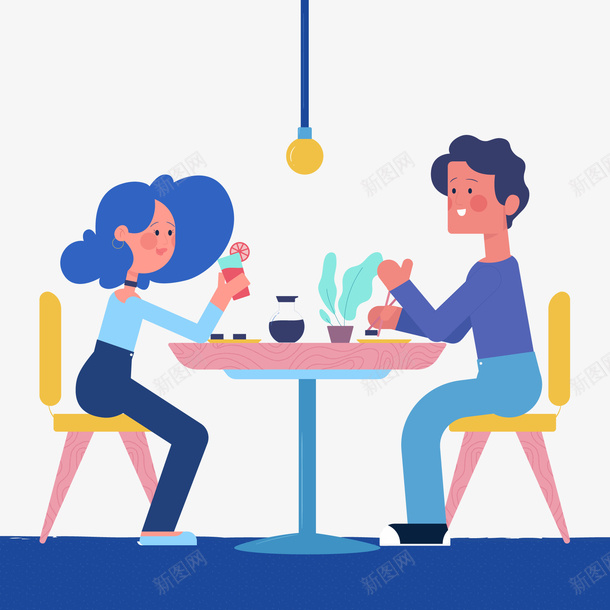 创意吃饭的情侣png免抠素材_88icon https://88icon.com 七夕节 人物设计 吃饭 坐在餐桌前 情侣 扁平化 约会 约会吃饭 面对面情侣