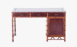复古实物竹子框架书桌素材