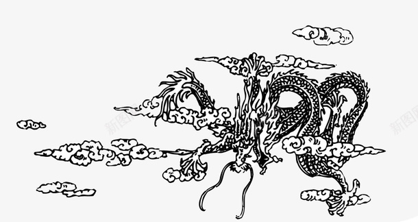 黑白云中龙png免抠素材_88icon https://88icon.com 云中龙 黑白 龙王