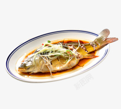 姜丝美味的蒸鱼高清图片