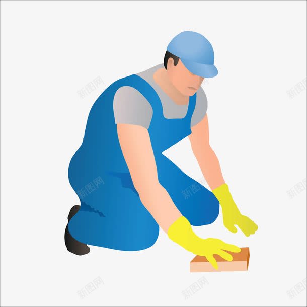 人物插图蹲着擦地板的清理工png免抠素材_88icon https://88icon.com 人物插图 保洁 抹布 擦地板 清理工 蹲着 黄色手套