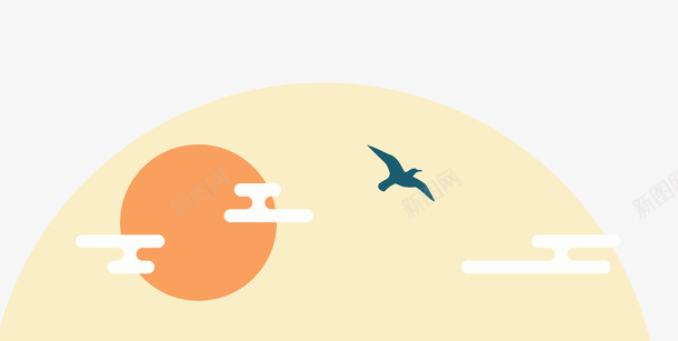 卡通手绘黄昏落日背景png免抠素材_88icon https://88icon.com 卡通 卡通手绘黄昏落日背景 小鸟 手绘 背景 落日 黄昏