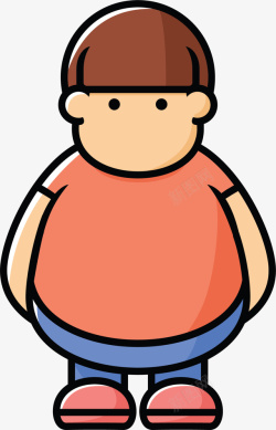 橙色卡通微胖男人素材