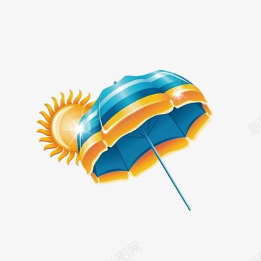 云彩和太阳沙滩伞图标图标