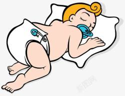 手绘没精神宝宝趴着睡觉的婴儿高清图片