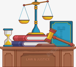 维护正义桌子上的卡通天平高清图片