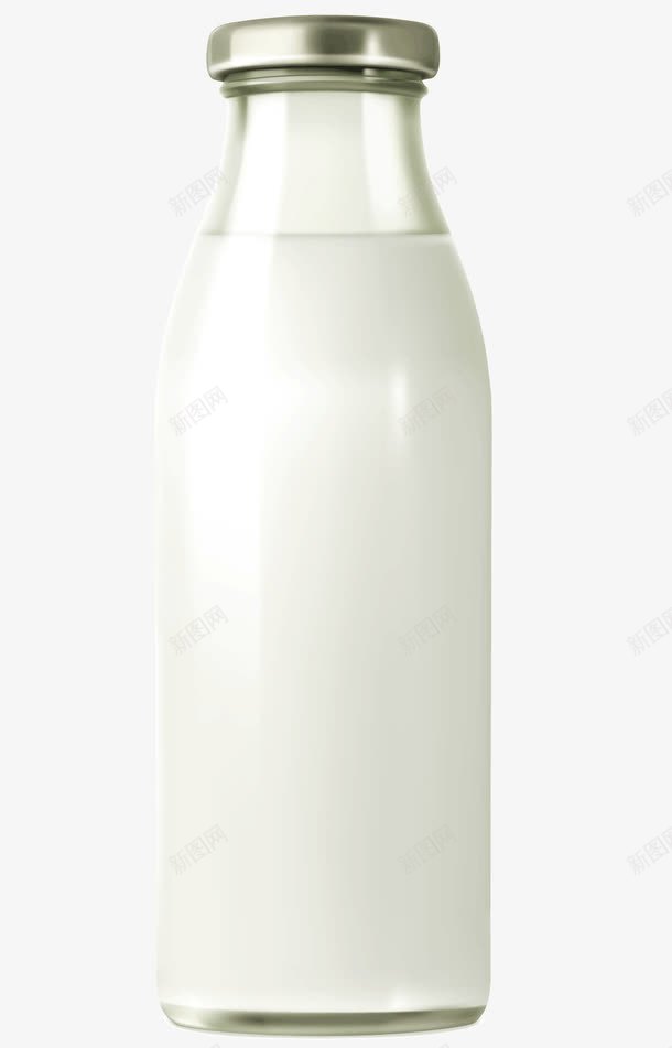 一瓶白色的牛奶png免抠素材_88icon https://88icon.com 牧场 玻璃片 白色的牛奶 透明的瓶子 银色的盖子 食品 饮料