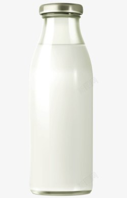 银色盖子一瓶白色的牛奶高清图片