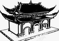 房屋建筑图手绘寺庙房屋建筑图高清图片